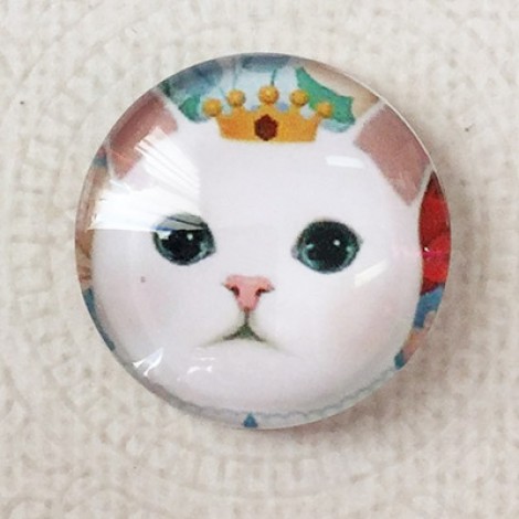 25mm Art Glass Backed Cabochons - Cat Face 22 - Each 25mm Art Glass Backed Cabochons - Cat Face 22 - Each