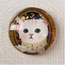 25mm Art Glass Backed Cabochons - Cat Face 23 - Each