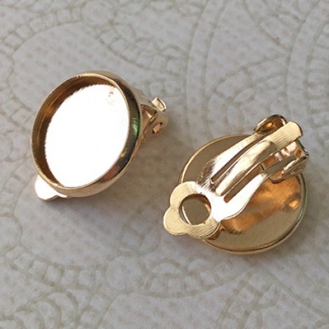 Warm Gold Plated Earclips with 12mm ID Cab Setting