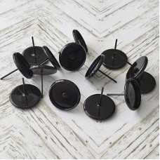12mm ID Black Enamel Plated Bezel Earposts - Pack of 3 Pair