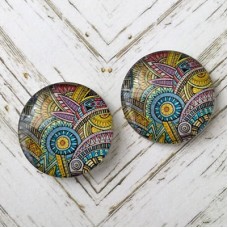 25mm Art Glass Round Cabochons - Kaleidescope Collage - Each