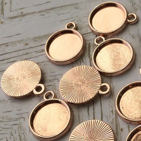 12mm ID Rose Gold Plated Cabochon Settings - Pack of 10
