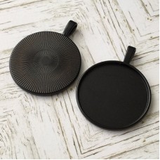 30mm (ID) Black Plated Round Bezel Pendant Setting - Each