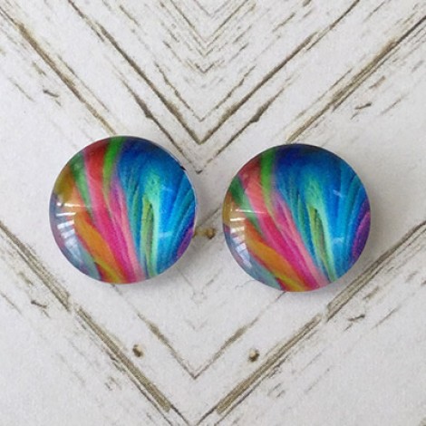 12mm Art Glass Backed Cabochons - Rainbow Dreams