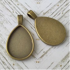 18x25mm ID Teardrop Bezel Pendant Settings - Anitque Bronze Plated - Pack of 2
