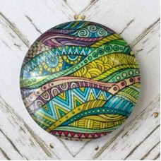 25mm Art Glass Backed Cabochons - Paisley Waves - Each