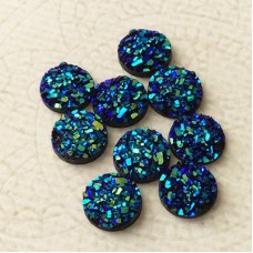 8mm Blue Green Ice Druzy Resin Cabochons - Pack of 10