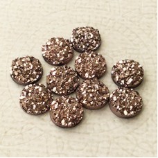 8mm Rose Gold Druzy Resin Cabochons - Pack of 10