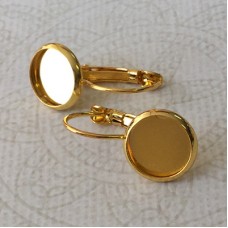 Gold Plated Leverback Earwires with 10mm ID Bezel - Pack of 2 pair