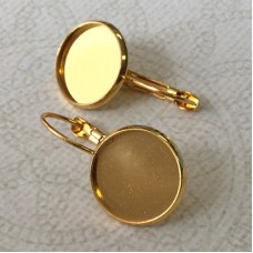 Gold Plated Leverback Earwires with 14mm ID Cab Settings - Pack of 2 pair