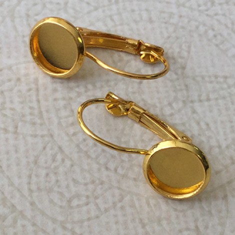 Gold Plated Leverback Earwires with 8mm Cab Setting