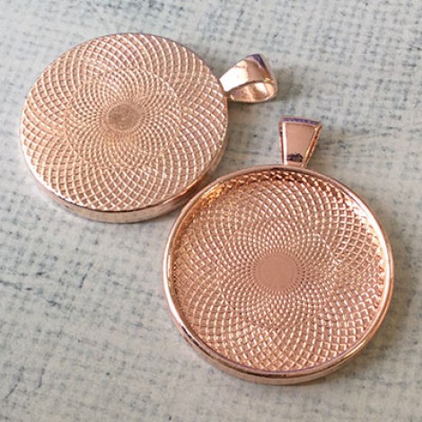 30mm (ID) Rose Gold Plated Round Bezel Pendant Setting