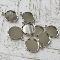 12mm ID Platinum Silver Colour Plated Bezel Drops - Pack of 10