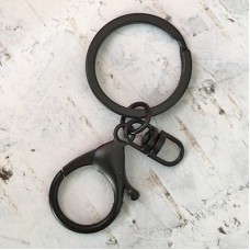 68mm Black Plated Swivel Clasp Clip w-Keyring - Each