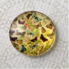 18mm Art Glass Backed Cabochons - Vintage Butterflies - Each