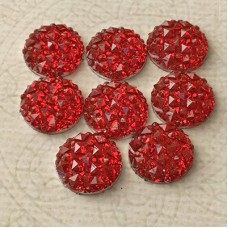 12mm  Red Druzy Resin Cabochons - Pack of 10