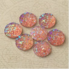12mm Pink AB Druzy Resin Cabochons - Pack of 10