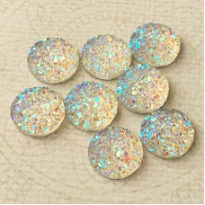 12mm  White AB Druzy Resin Cabochons - Pack of 10
