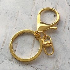 68mm Yellow Gold Plated Swivel Clasp Clip w-Keyring - Pack of 2