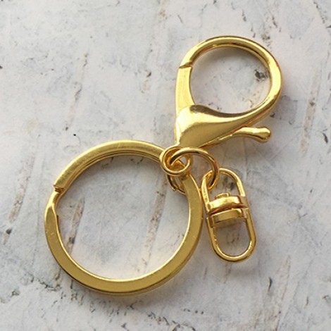 68mm Yellow Gold Plated Swivel Clasp Clip w-Keyring