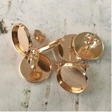 12mm ID Light Rose Gold Plated Earposts with Clutches - Pack of 2 Pair