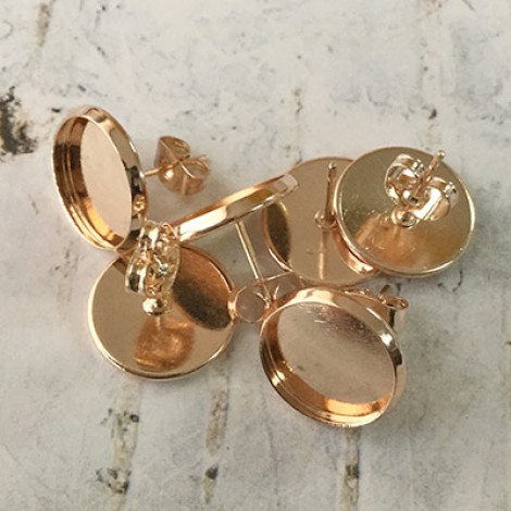 12mm ID Light Rose Gold Plated Earposts with Clutches