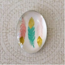 18x25mm Art Glass Oval Glass Cabochons - Pastel Feathers - Each