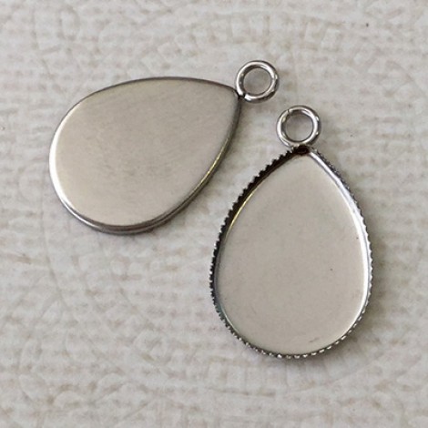 13x18mm ID Stainless Steel Teardrop Cabochon Drop Setting - 2 Pair 13x18mm ID Stainless Steel Teardrop Cabochon Drop Setting - 2 Pair