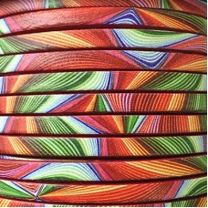 5mm Flat Printed Euro Leather Cord - Carnival - Per metre