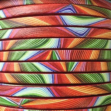 5mm Flat Printed Euro Leather Cord - Carnival