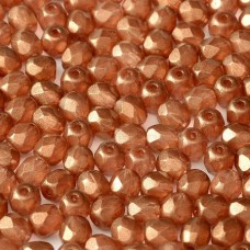 4mm Czech Firepolish Beads - Crystal Golden Touch Tangerine - Pack of 50