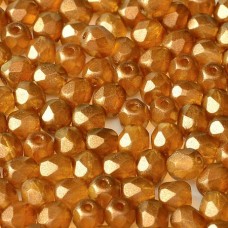 4mm Czech Firepolish Beads - Crystal Golden Touch Sandalwood - Pack of 50
