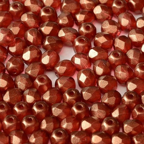 4mm Czech Firepolish Beads - Crystal Golden Touch Razzamatazz - Pack of 50