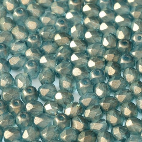 4mm Czech Firepolish Beads - Crystal Golden Touch Shadows - Pack of 50