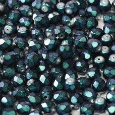 4mm Czech Firepolish Beads - Jet Polynesian - Pack of 50