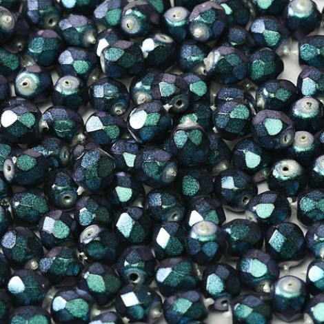 4mm Czech Firepolish Beads - Jet Heavy Metal Turquoise - Pack of 50 4mm Czech Firepolish Beads - Jet Heavy Metal Turquoise - Pack of 50