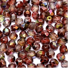 6mm Czech Firepolish Beads - Crystal Magic Wine - Pack of 20
