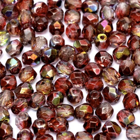6mm Czech Firepolish Beads - Crystal Magic Wine