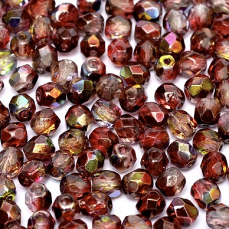 6mm Czech Firepolish Beads - Crystal Magic Wine - Pack of 20