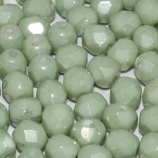 6mm Czech Firepolish Beads - Chalk White Mint Luster - Pack of 20