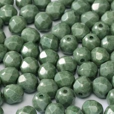 6mm Czech Firepolish Beads - Chalk White Teal Luster - Pack of 20