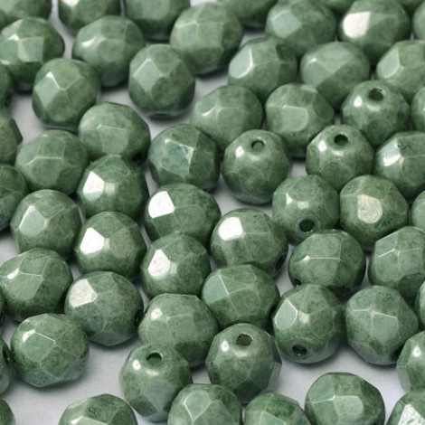 6mm Czech Firepolish Beads - Chalk White Teal Luster - Pack of 20