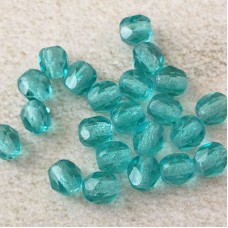 4mm Czech Firepolish Beads - Teal - Pack of 50