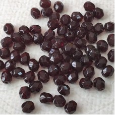 4mm Czech Fire-Polished Beads - Dark Garnet - Pack of 50