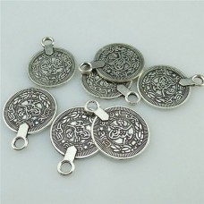 17x22mm Vintage Style Antique Silver Plated Coin Charms - Pack of 4