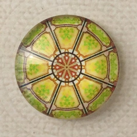25mm Art Glass Backed Cabochons - Mandala 11 - Each