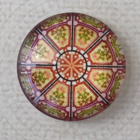 25mm Art Glass Backed Cabochons - Mandala 12 - Each