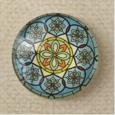 25mm Art Glass Backed Cabochons - Mandala 2 - Each