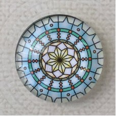 25mm Art Glass Backed Cabochons - Mandala 4 - Each