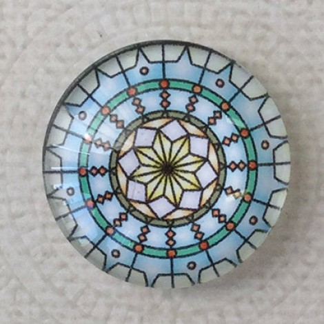 25mm Art Glass Backed Cabochons - Mandala 4 - Each
